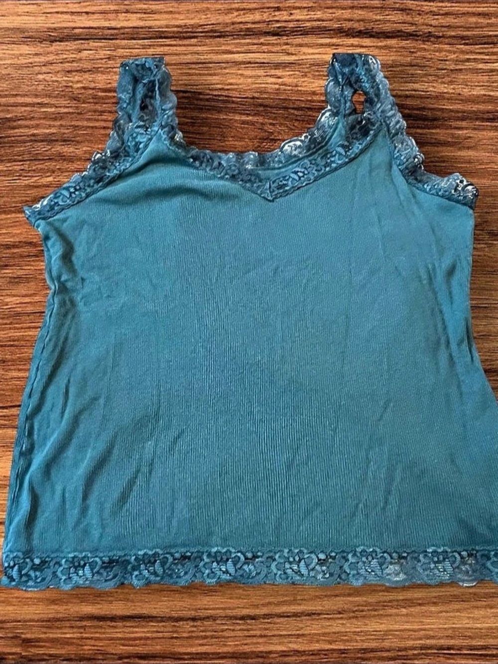 ☑️ Blue Lace Trim Tank Top Size XL
